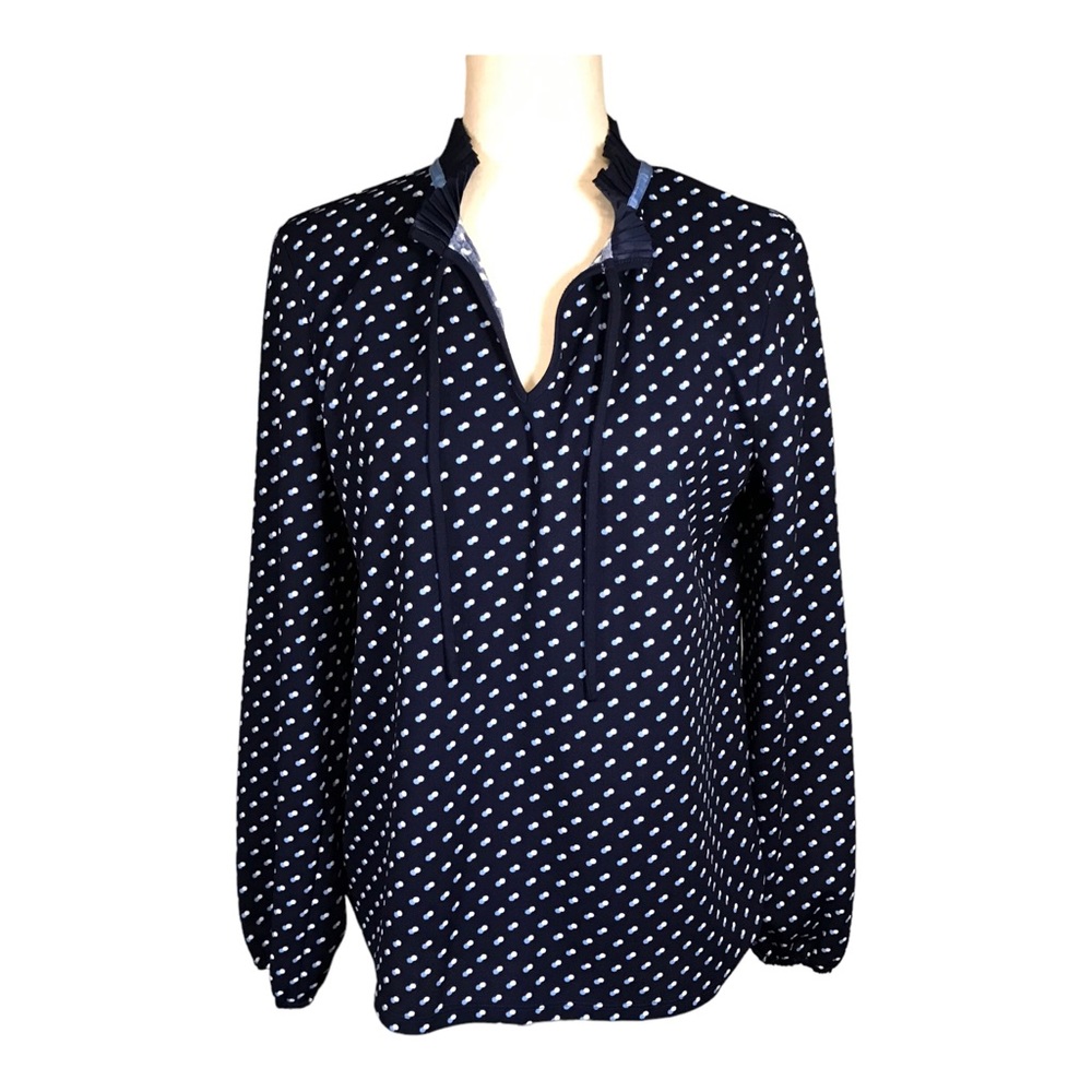 Talbots Blue Ruffle Collar Blouse - Picture 10 of 12